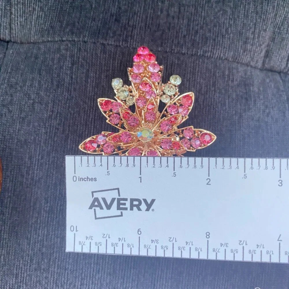 Gorgeous Sparkly Pink and White Rhinestone Encrusted Snap Barrette Hair Clip - Picture 4 of 12